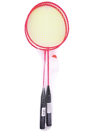 Бадминтон металлический цветной (60 х 21 см) с 1 воланчиком набор игровой бадминтон 2 ракетки мячик 22см