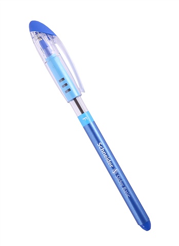 цена Ручка шариковая синяя Slider Basic, 0.8мм, грип., SCHNEIDER