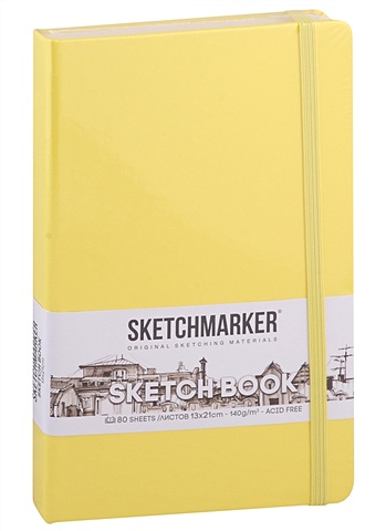 Скетчбук 13*21 80л Sketchmarker лимонный, нелинованн. 140г/м2, слоновая кость, тв.обл.
