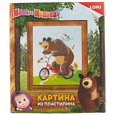 Картина из пластилина «Медведь на велосипеде»