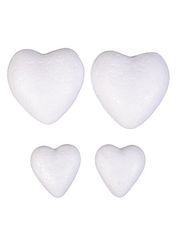 Набор сердец из пенопласта в OPP пакете с подвесом, 4 шт, 4 см(2шт), 6 см(2 шт) 2310-1