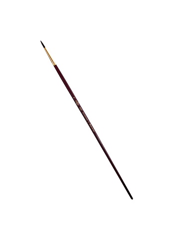 Кисть художественная №8 Вернисаж, синтетика бордовая, круглая, длинная ручка, Гамма