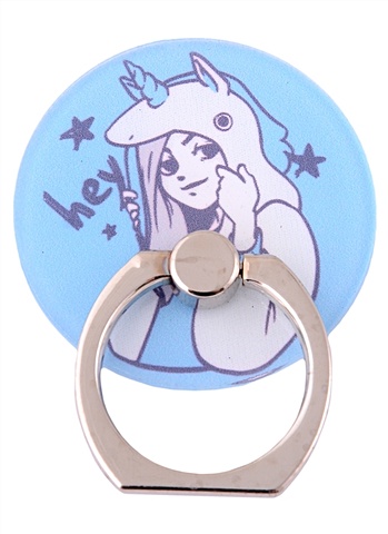 Держатель-кольцо для телефона Аниме Девушка в шапке-единороге комикс (металл) (коробка) держатель кольцо для телефона аниме девушка в шапке единороге комикс металл коробка
