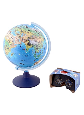Глобус зоогеографический Глобен, интерактивный, с подсветкой, D25 см + виртуальные очки фото