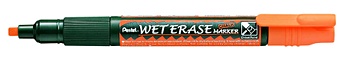 Маркер, Pentel Wet Erase Жидкий мел оранжевый, двусторонний пишущий узел, 2-4мм