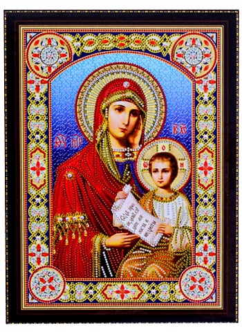 Алмазная мозаика на подрамнике "Икона Божией Матери №2", 30 х 40 см, блестящая, с частичным заполнением