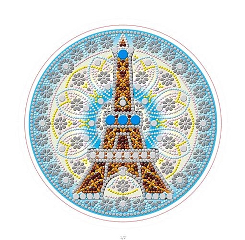 Алмазная мозаика ТМ Рыжий кот круг, д.24 см с подр,с част. зап, камни разн форм (11цв) Эйфелева башня Арт. YKH29 алмазная мозаика эйфелева башня
