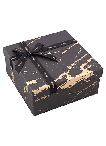 Коробка подарочная Черный мрамор 17*17*8, картон коробка подарочная веселые сердечки 17 17 8см картон