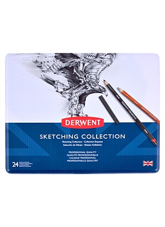 набор карандашей чернографитных derwent academy sketching tin 6 штук 3b 2h Набор карандашей Sketching Collection 24цв в метал.упак