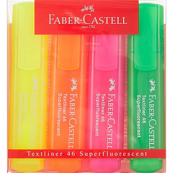 Текстовыделители 04цв , подвес, Faber-Castell текстовыделители 08цв 46 superfluorescent 1 5мм блистер faber castell