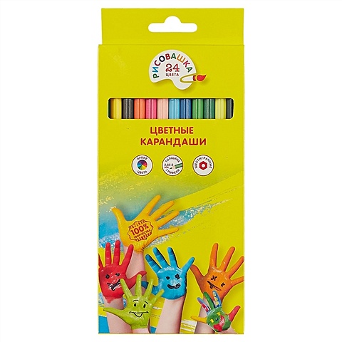 Цветные карандаши «Рисовашка», 24 цвета