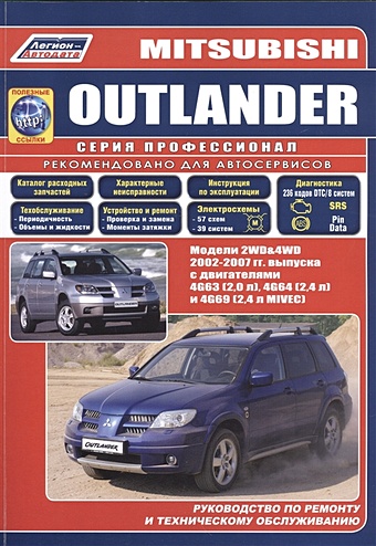 Mitsubishi Outlander. Модели 2WD&4WD 2002-2007 гг. Руководство по ремонту и техническому обслуживанию mitsubishi l300 delica модели 2wd