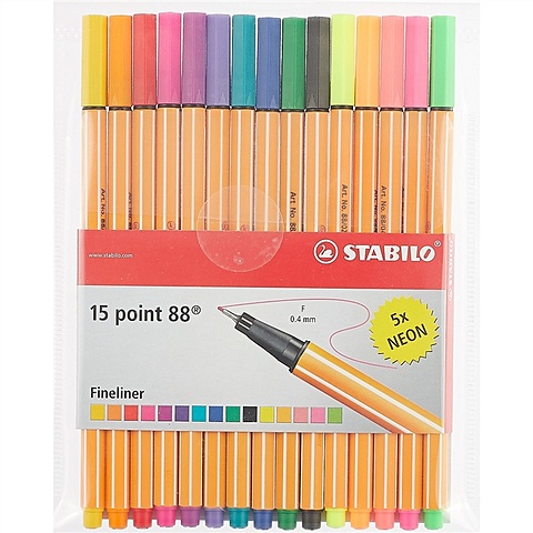 Ручки капиллярные, Stabilo, 15 цветов ручки капиллярные двусторонние graph peps duo 20 цветов