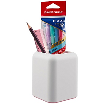 Набор настольный Forte (4ручки, карандаш, линейка), Pastel, белый с розовой вставкой набор настольный base 4ручки карандаш линейка neon solid желтый