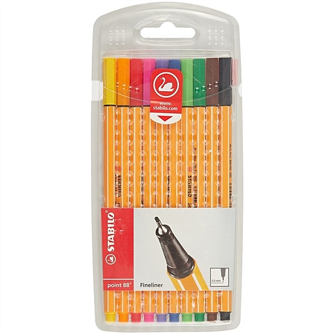 Ручки капиллярные Stabilo point, 10 цветов ручки капиллярные 10 цветов topmodel