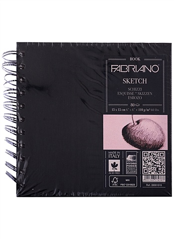 Блокнот для зарисовок 15*15см 80л Sketchbook спираль, 110г/м2, Fabriano