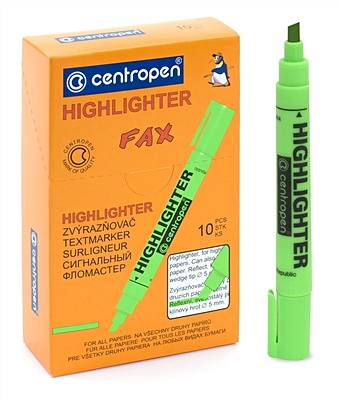 Текстовыделитель Fax, 5мм, зеленый, Centropen centropen текстовыделитель fax 8852 оранжевый 1 шт