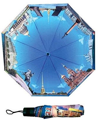 Зонт складной полуавтомат Санкт-Петербург, цв. голубой зонт женский полуавтомат питерские коты санкт петербург