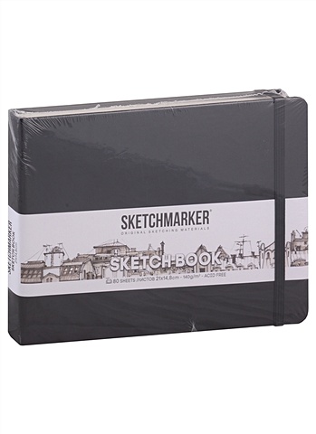 Скетчбук 21*14 80л Sketchmarker черный, нелинованн. 140г/м2, слоновая кость, тв.обл