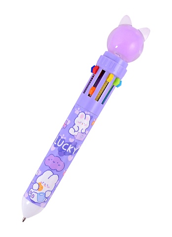 Ручки шариковые 10цв Purple cat