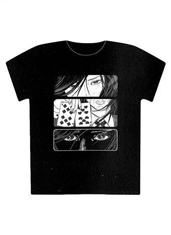футболка аниме девушка дзё черная текстиль размер м Футболка Аниме Девушка с картами (Дзё) (черная) (текстиль) (размер ONE SIZE)