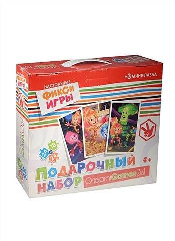 Подарочный набор Фиксики 3 в 1: Лото, Мемо, Домино +3 мини-пазла (00384) (Настольные Фикси-игры) (30 фишек лото, 6 карточек игрового поля, 28 фишек домино, 30 мемо-карточек) (4+) (коробка с ручкой) (Оригами) для малышей набор подарочный 3в1 лото мемо домино 3пазл мини коробка с ручкой для девочек