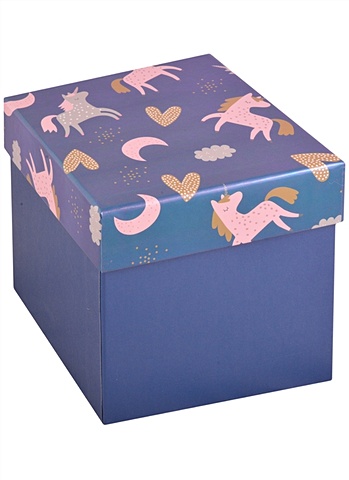 Коробка подарочная Единорог 12*12*12см, голография, картон коробка подарочная единорог 17 17 17см голография картон
