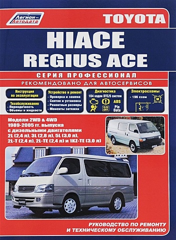 Toyota Hi-Ace Модели 2WD&4WD 1989-2005 гг. выпуска с дизельными двигателями. Устройство, техническое обслуживание и ремонт (черно-белое издание)