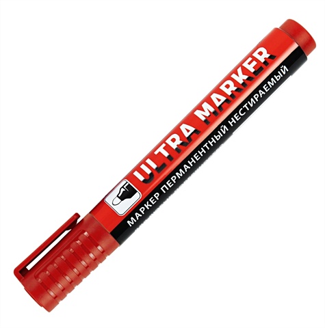 цена Маркер перманентный красный ULTRA MARKER 3,5мм, с клипом, BRAUBERG