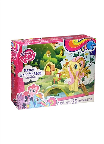 цена Пазл 35 Гигант 02107 My Little Pony (+маркер с блестками) (3+) (коробка)