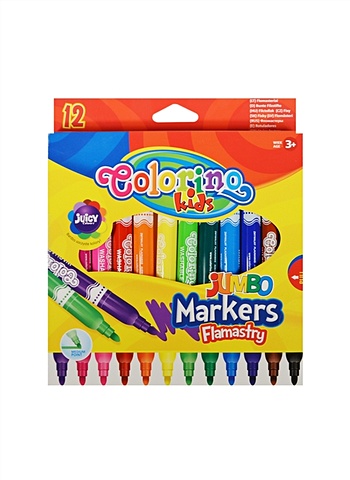 Фломастеры 12цв Colorino kids JUMBO к/к, подвес, Colorino карандаши цветные 06цв colorino kids jumbo трехгранные к к подвес colorino