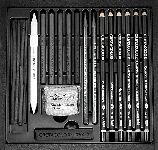 чернографитовые карандаши cretacolor художественный набор silver box в деревянной коробке Набор художественный Black box, в деревянной коробке, CRETACOLOR