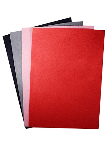 Набор листов фетр (А4) (4 шт) ( черный, серый, розовый, коралл) (упаковка) karcher рукоятка 4 195 125 0 черный серый 1 шт