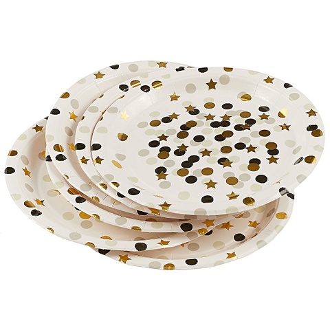Набор бумажных тарелок «Звёздочки и кружочки», 6 штук, 18 см набор бумажных тарелок золотые полосы 6 штук 18 см