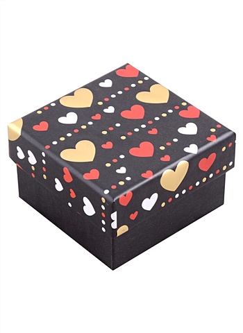 Коробка подарочная Hearts on black 11*11*6,5см, картон коробка подарочная hearts on black 13 13 7 5см картон
