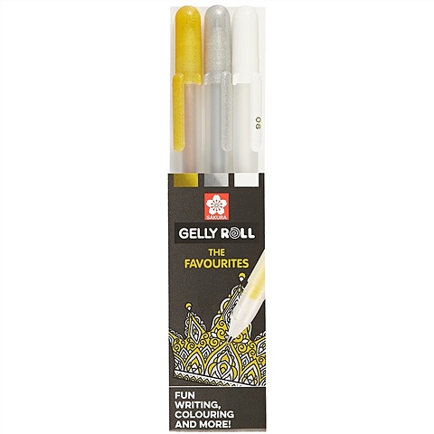 Ручки гелевые 03цв золотой, серебрянный, белый, Sakura ручка гелевая sakura gelly roll 0 4мм белый xpgb 50