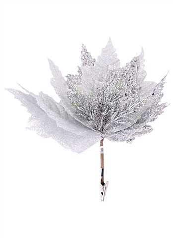 Елочное украшение Рождественский цветок (серебряный) (20 см) 