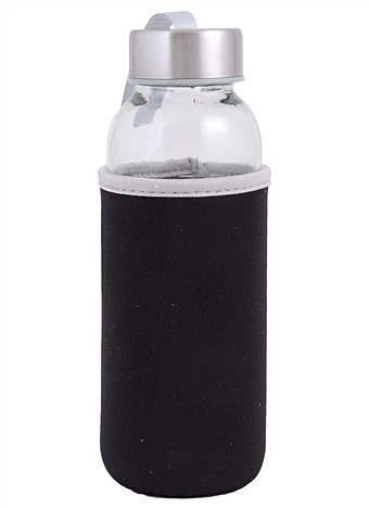 Бутылочка в чехле (черная) (стекло) (300мл)