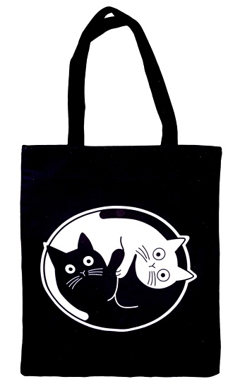Сумка-шоппер на молнии Коты Инь-Ян (38х35) (текстиль, флис) сумка инь и ян коты зеленый