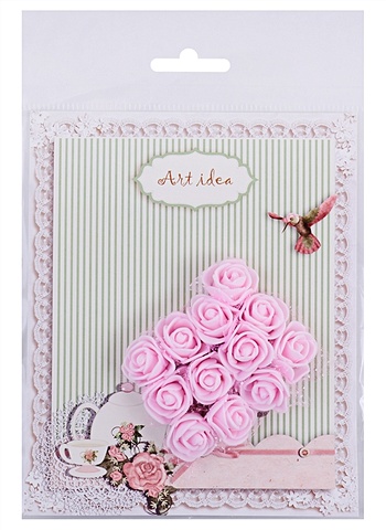Розы-букетики с сеточкой Фоамиран розовый (14003705) (д2см) (букетик) (упаковка)