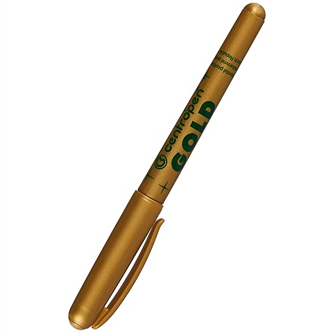 Маркер перманентный золотой GOLD, 1мм, круглый, Centropen маркер перманентный нестираемый двусторонний centropen 1666 1мм 1 4мм круглый скошенный наконечник зеленый 10шт 6 1666 0110