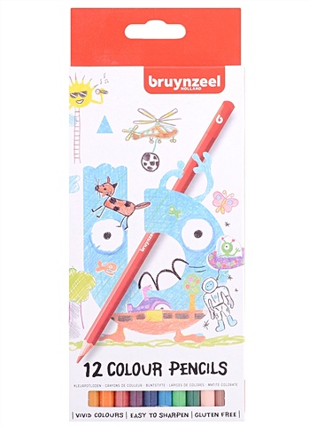 Карандаши цветные 12цв Kids к/к, подвес, Bruynzeel карандаши цветные 20цв kids triple точилка трехгранные bruynzeel
