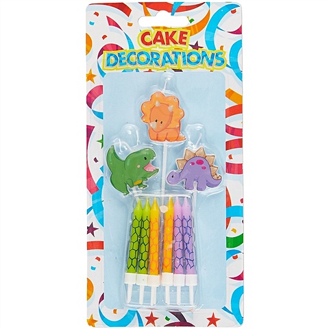 Набор свечей для торта Динозавры (12шт) (6см) набор свечей для торта разноцветные 16шт 6см