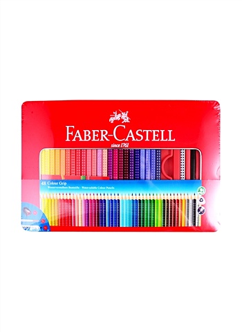 Карандаши цветные 48цв + 3 Grip, трехгран., с кистью и точилкой, в метал. кор., Faber-Castell