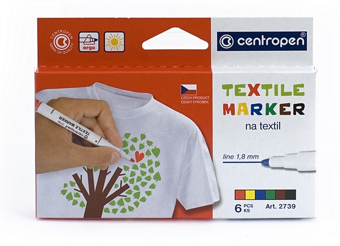 Маркеры для текстиля Centropen, 1.8 мм, 6 цветов набор маркеров текстовыделителей 6 цветов 0 6 4 0 мм erichkrause v 15