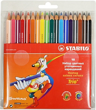 Карандаши цветные TRIO, 18 цв., STABILO набор цветных карандашей stabilo trio thick 12 цветов