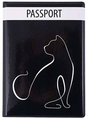 Обложка для паспорта Кошка (линия) (ПВХ бокс) обложка для паспорта кошка в очках пвх бокс