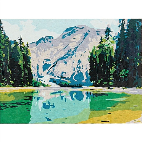 Холст с красками по номерам Озеро и величественные горы, 22 х 30 см
