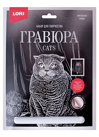 Набор для творчества. Гравюра большая с эффектом серебро Британская кошка набор для творчества гравюра большая с эффектом серебро британская кошка
