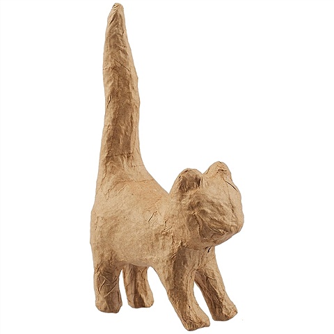 Фигурка из папье-маше объемная Кошка длинный хвост, мини фигурка из папье маше лошадка